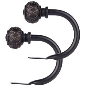Window Treatment Holdbacks, Curtain Holdbacks Set of 2- Black